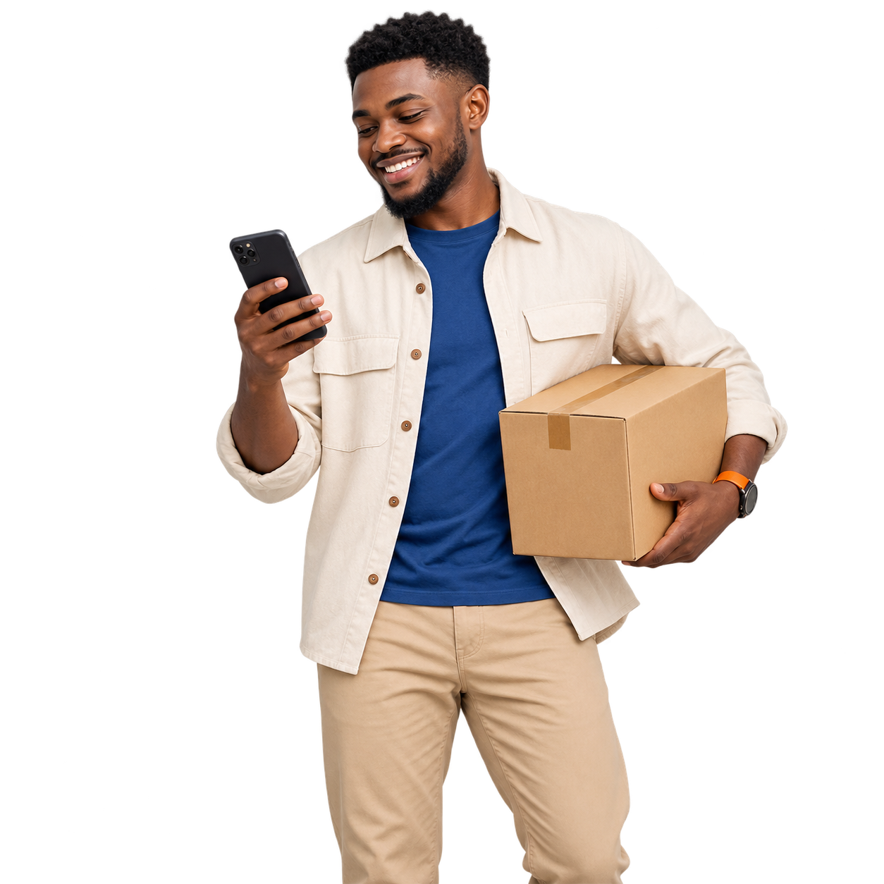 A Storequode customer checking his delivery on his phone